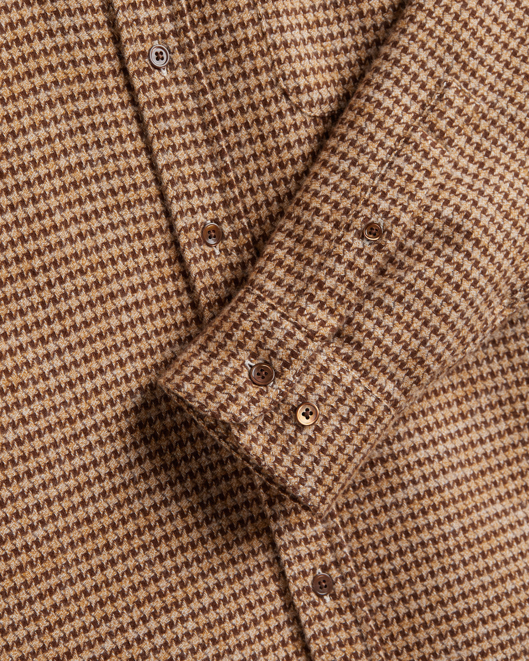 Abstract Pied Poule Flannel Shirt Brown