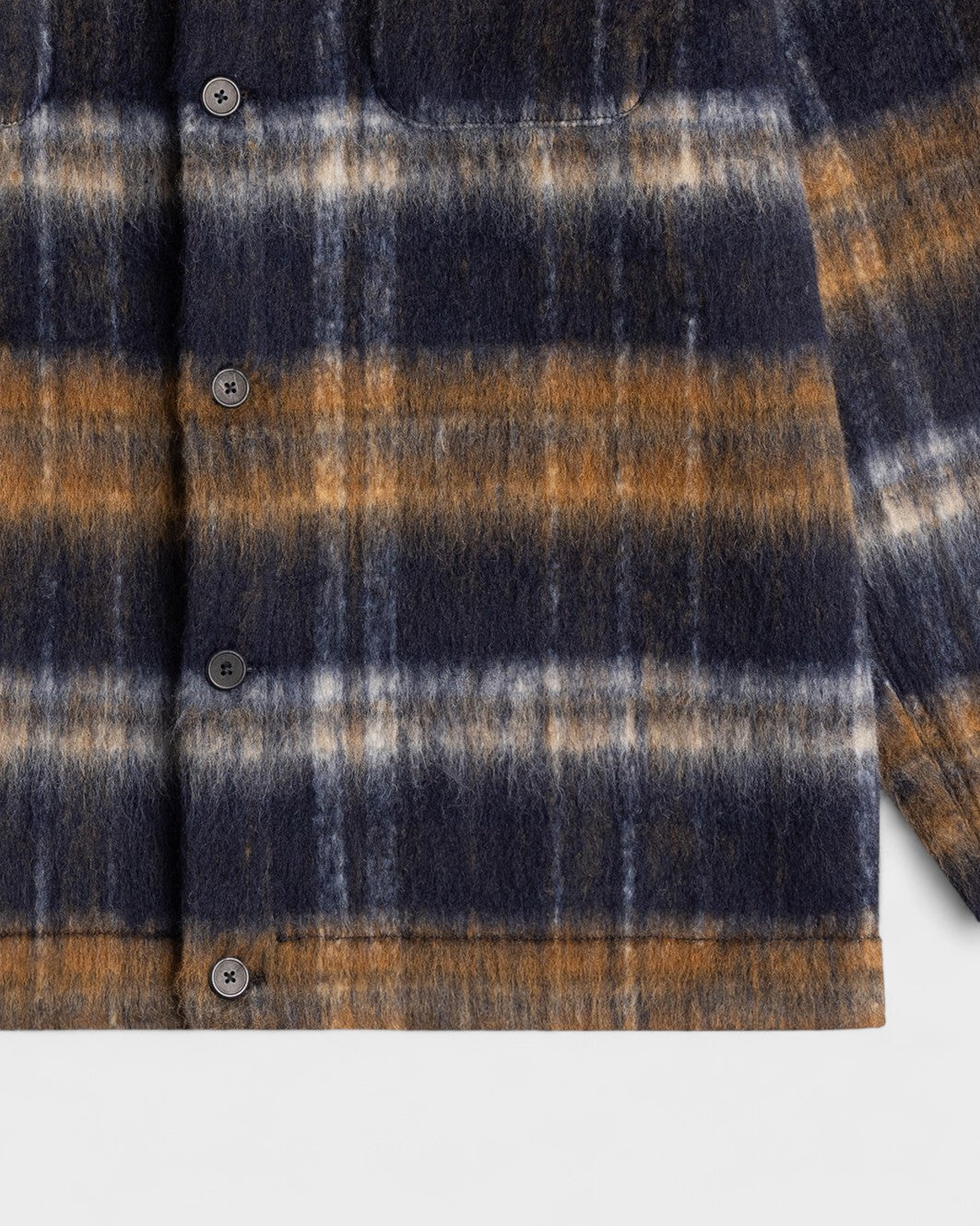 Haston Jacket in Navy Check Brushed Wool