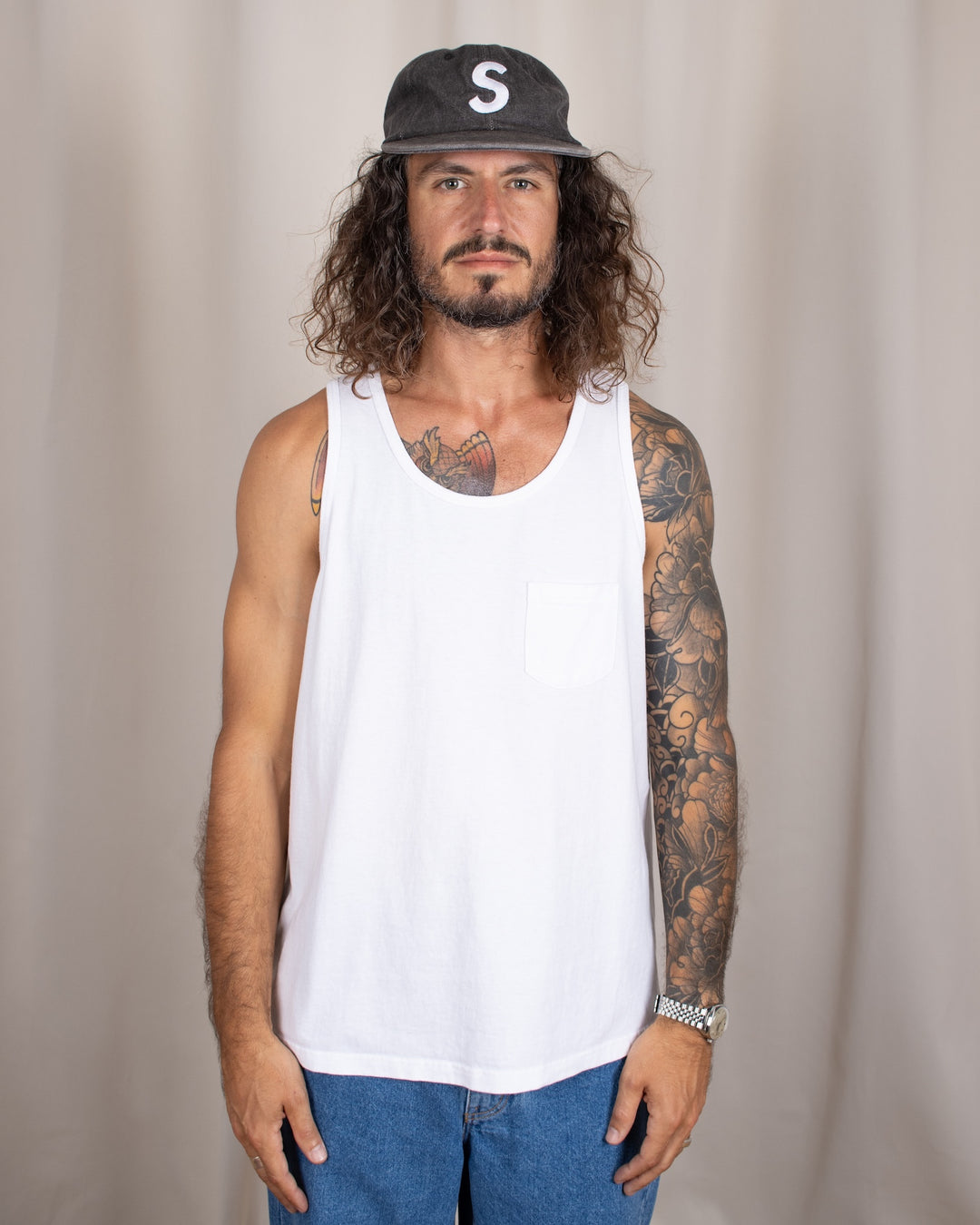 Pocket Tank Top White