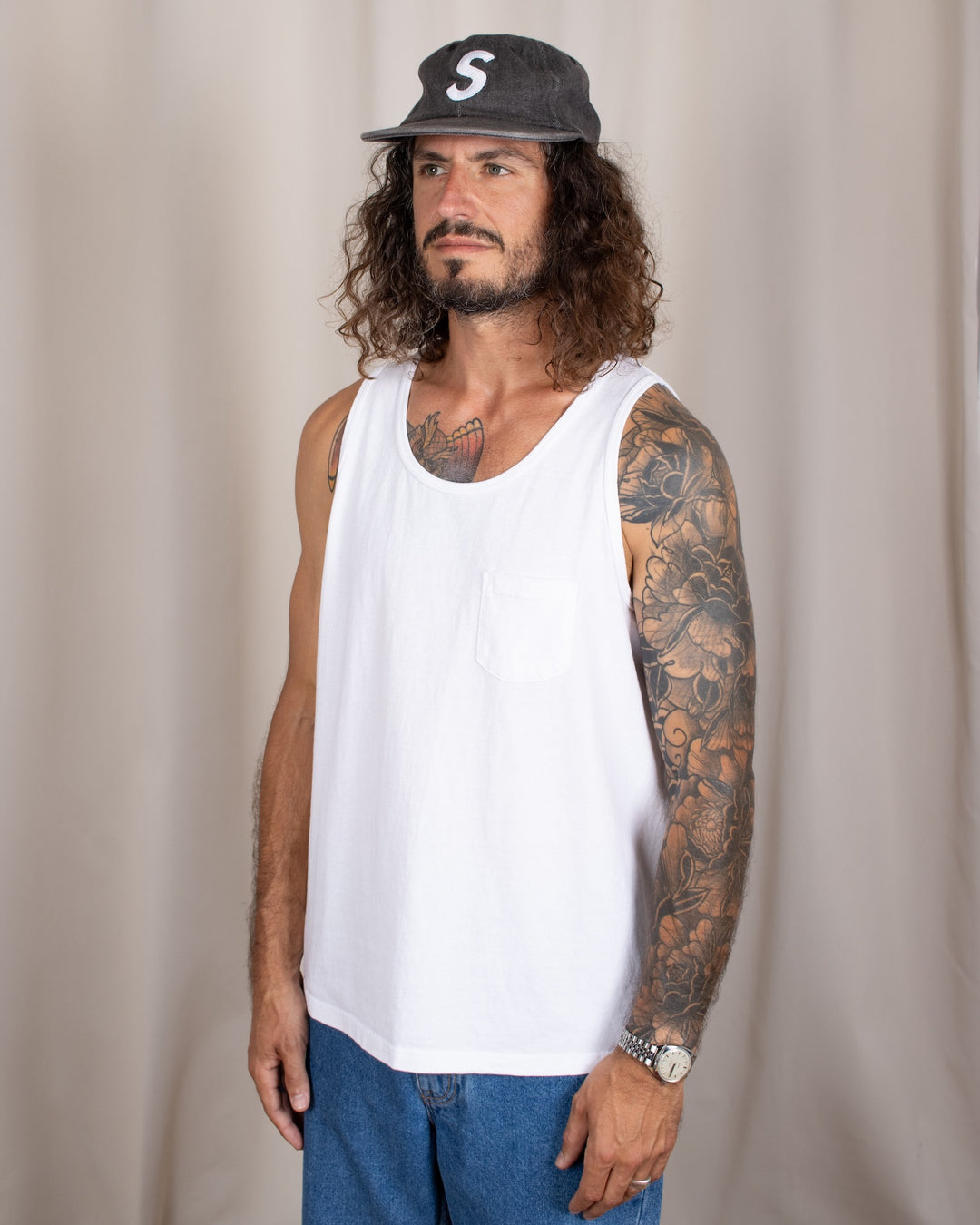 Pocket Tank Top White