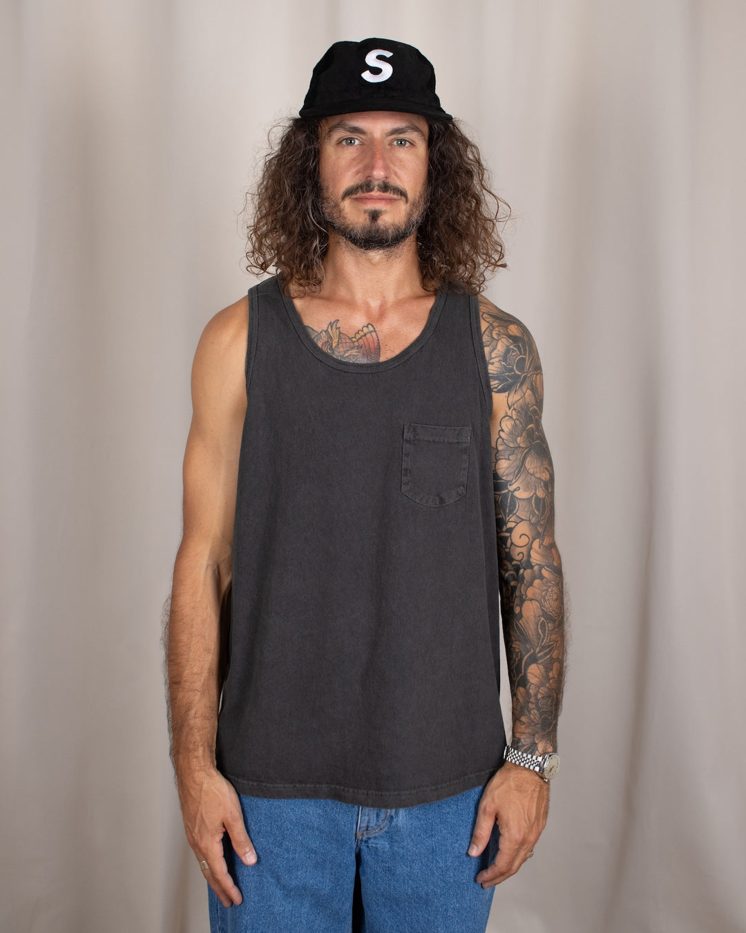Pocket Tank Top P-Black