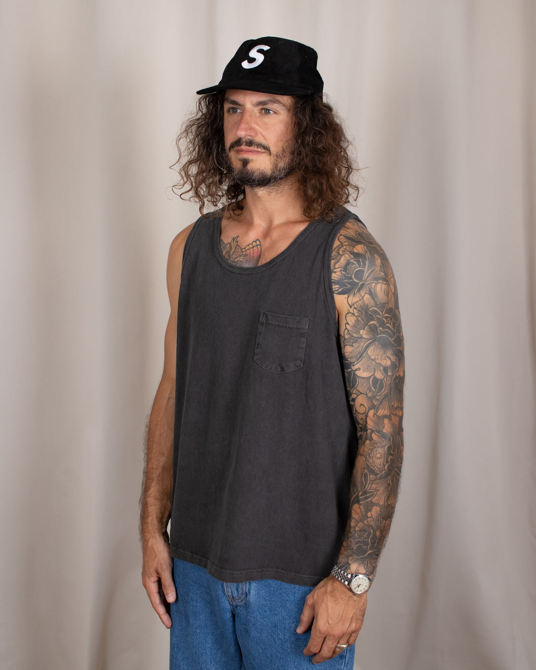 Pocket Tank Top P-Black