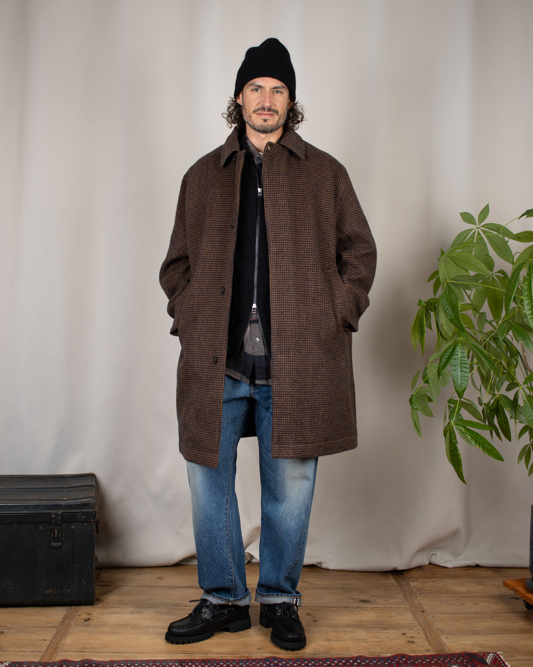 Stan Coat Wool Tweed Mix Navy/Brown