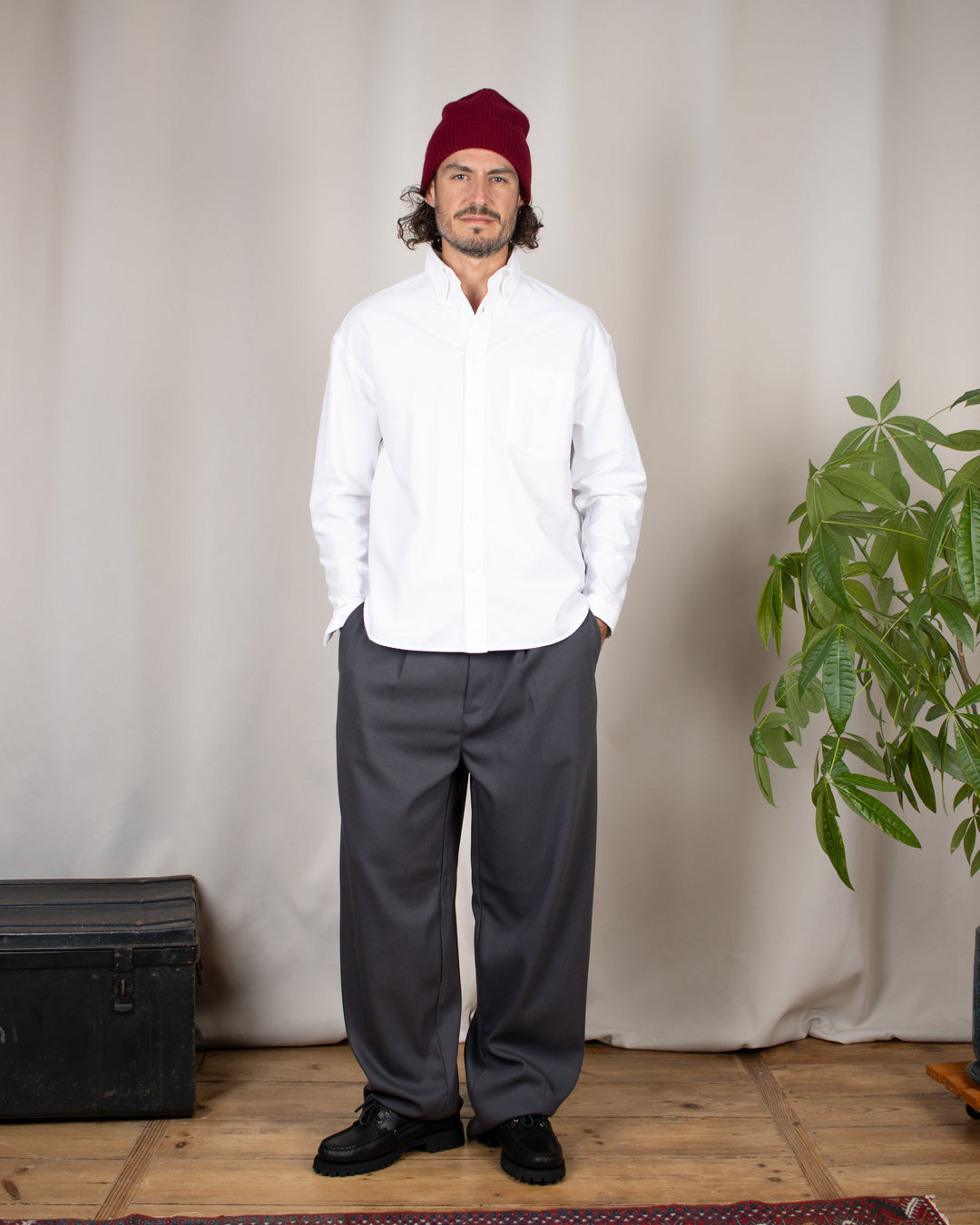 Long Sleeve Baggy Shirt Washed Oxford White