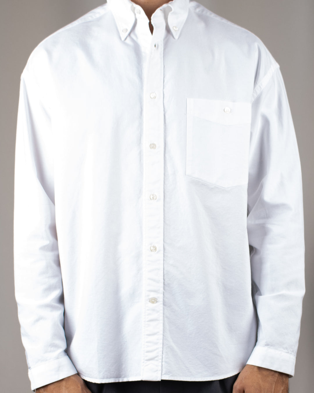 Long Sleeve Baggy Shirt Washed Oxford White