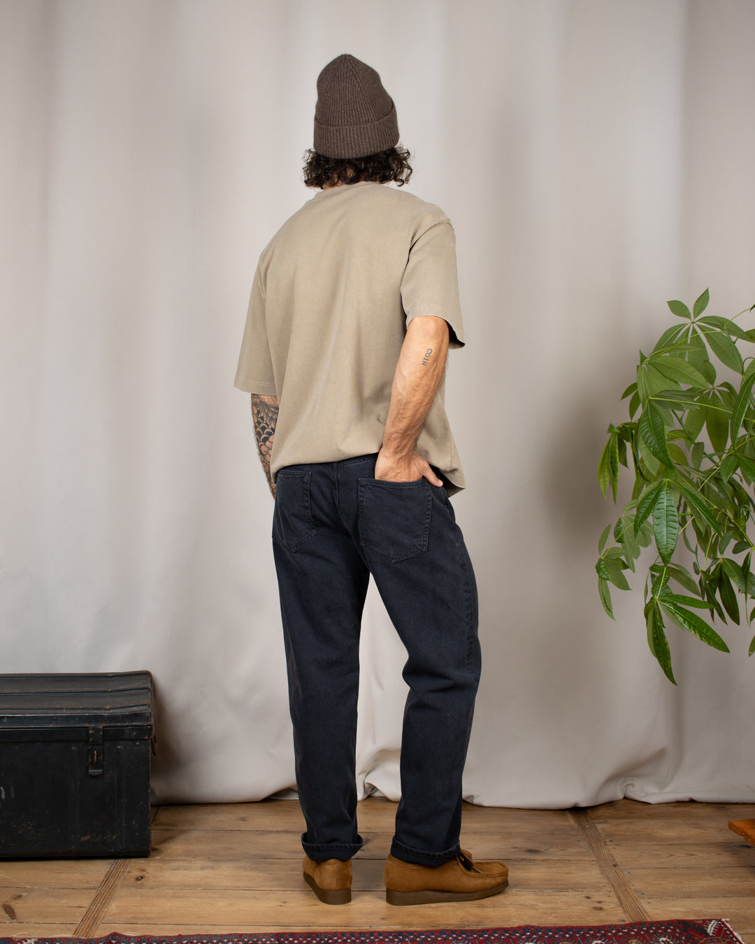 Denim01 Loose Tapered Jeans Fade Black