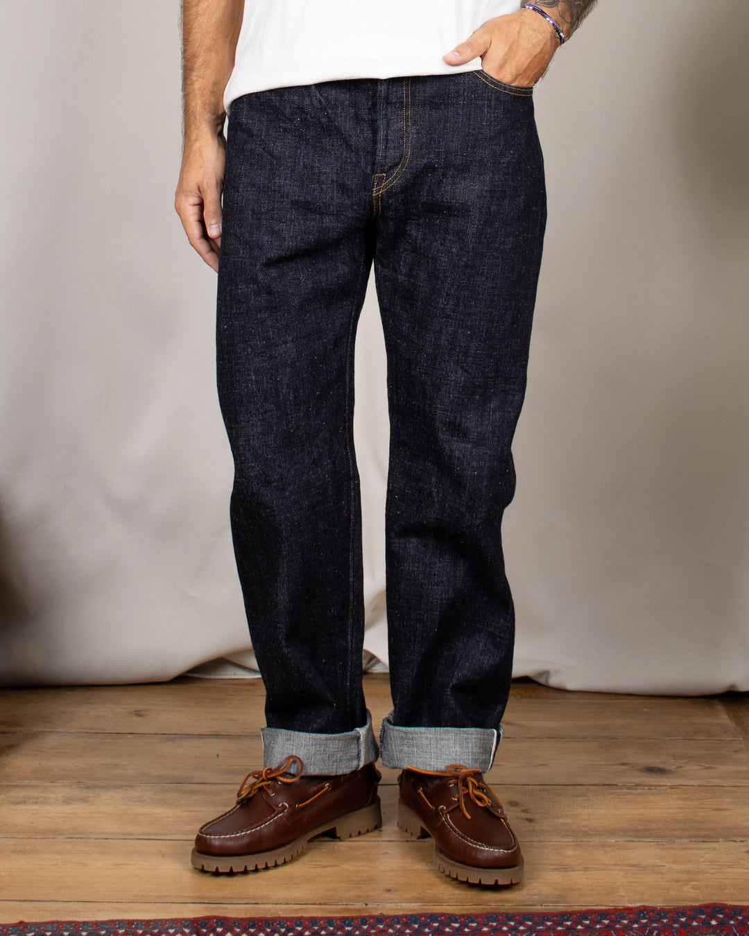 0611 15.5oz Slub Nep Denim Relax Fit One Wash Indigo