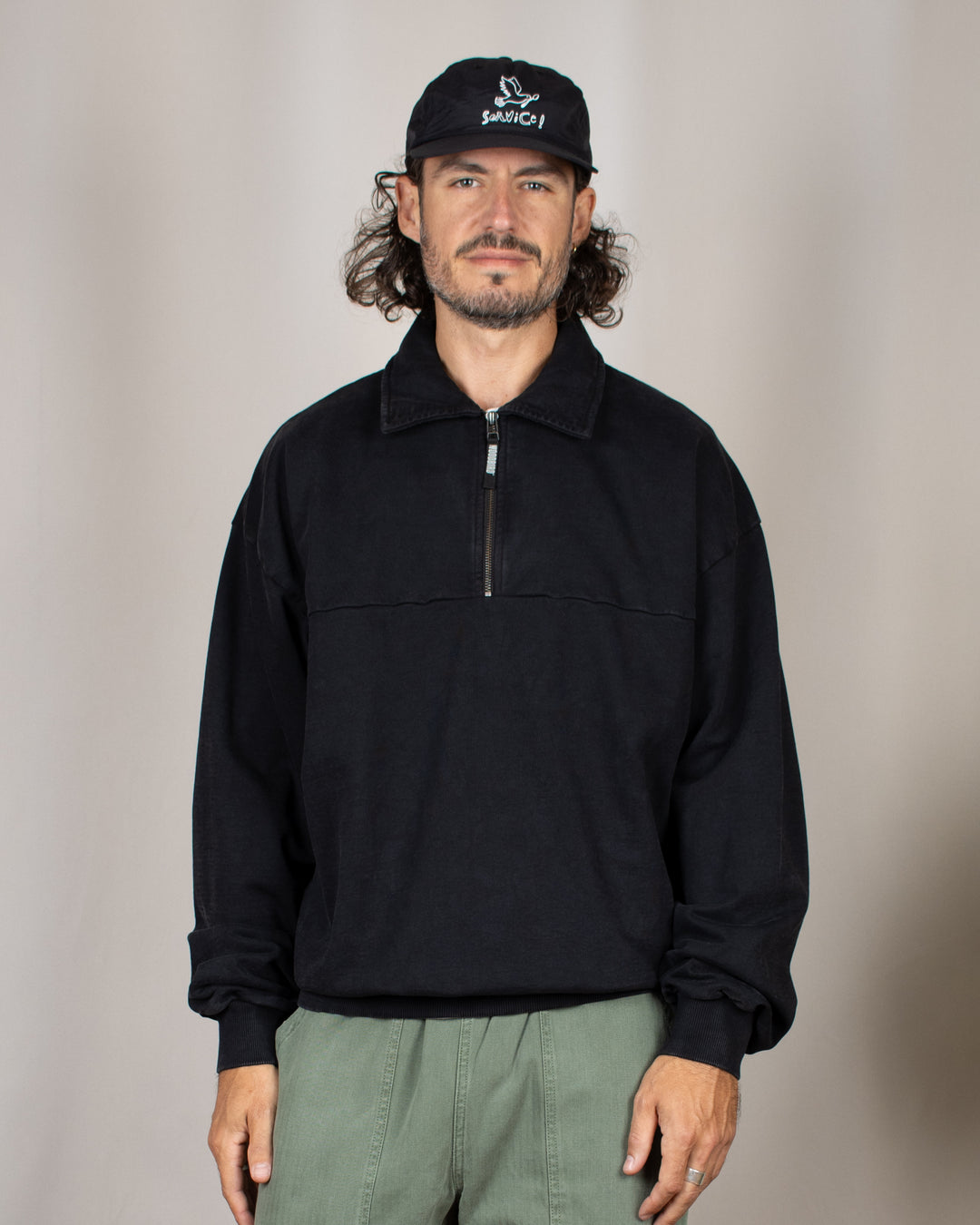 WBLoke Washed Zip Polo Black