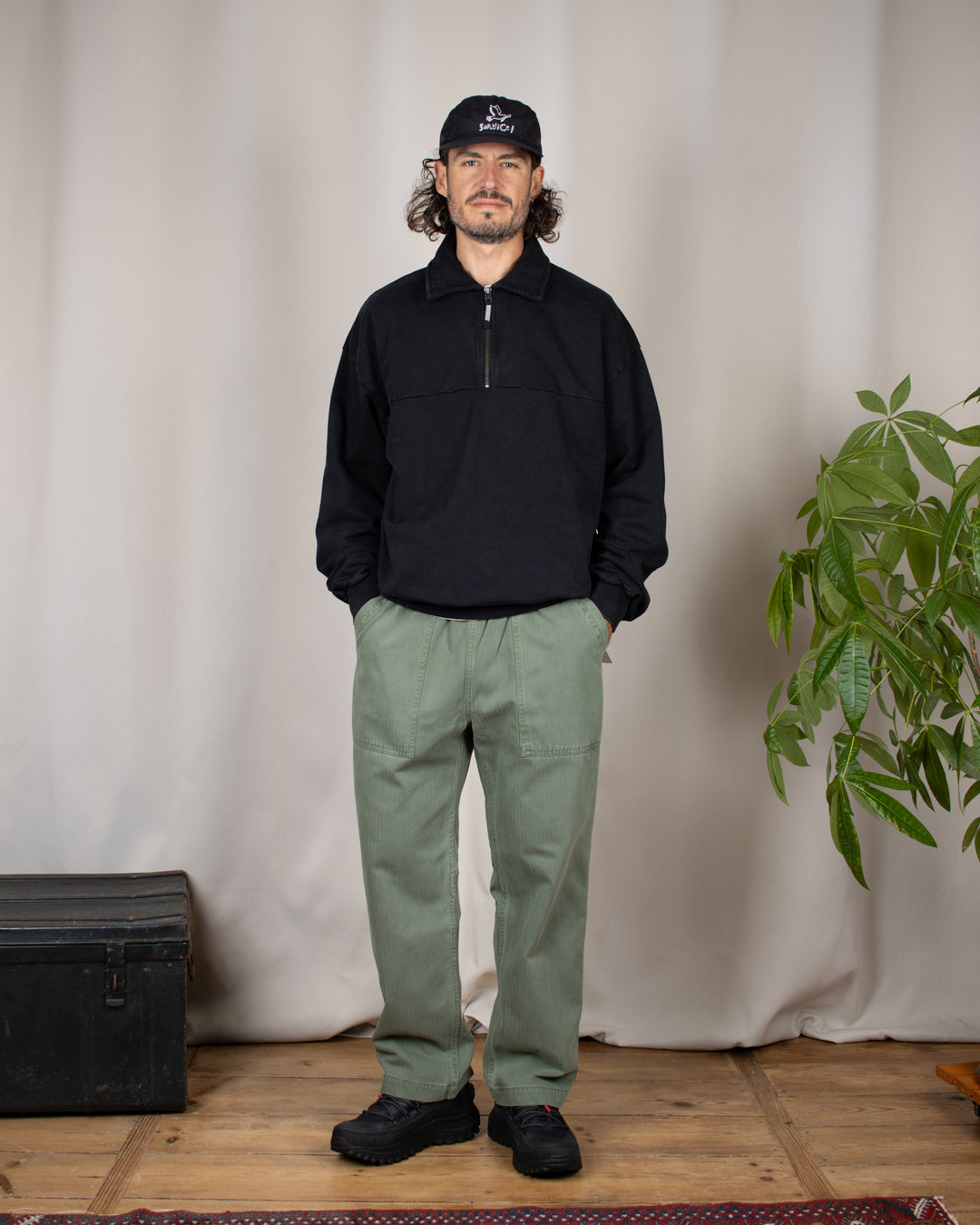 WBLoke Washed Zip Polo Black