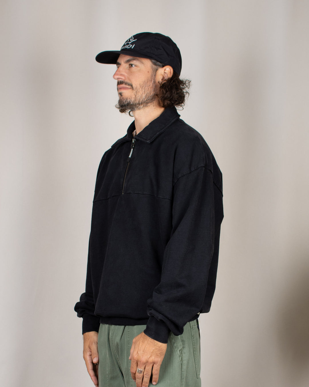 WBLoke Washed Zip Polo Black