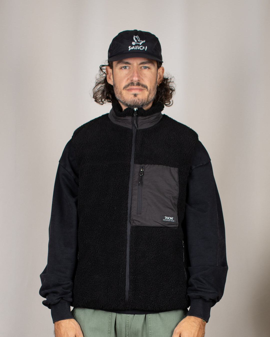 Mountain Boa Fleece High-Neck Vest Black