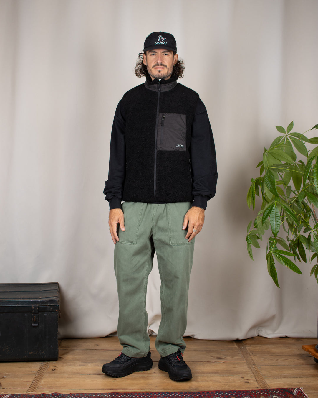 Mountain Boa Fleece High-Neck Vest Black