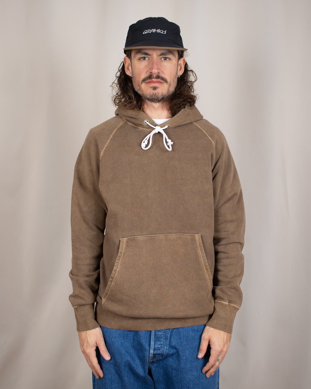 Raglan Pullover Hood Sweat P-Brown