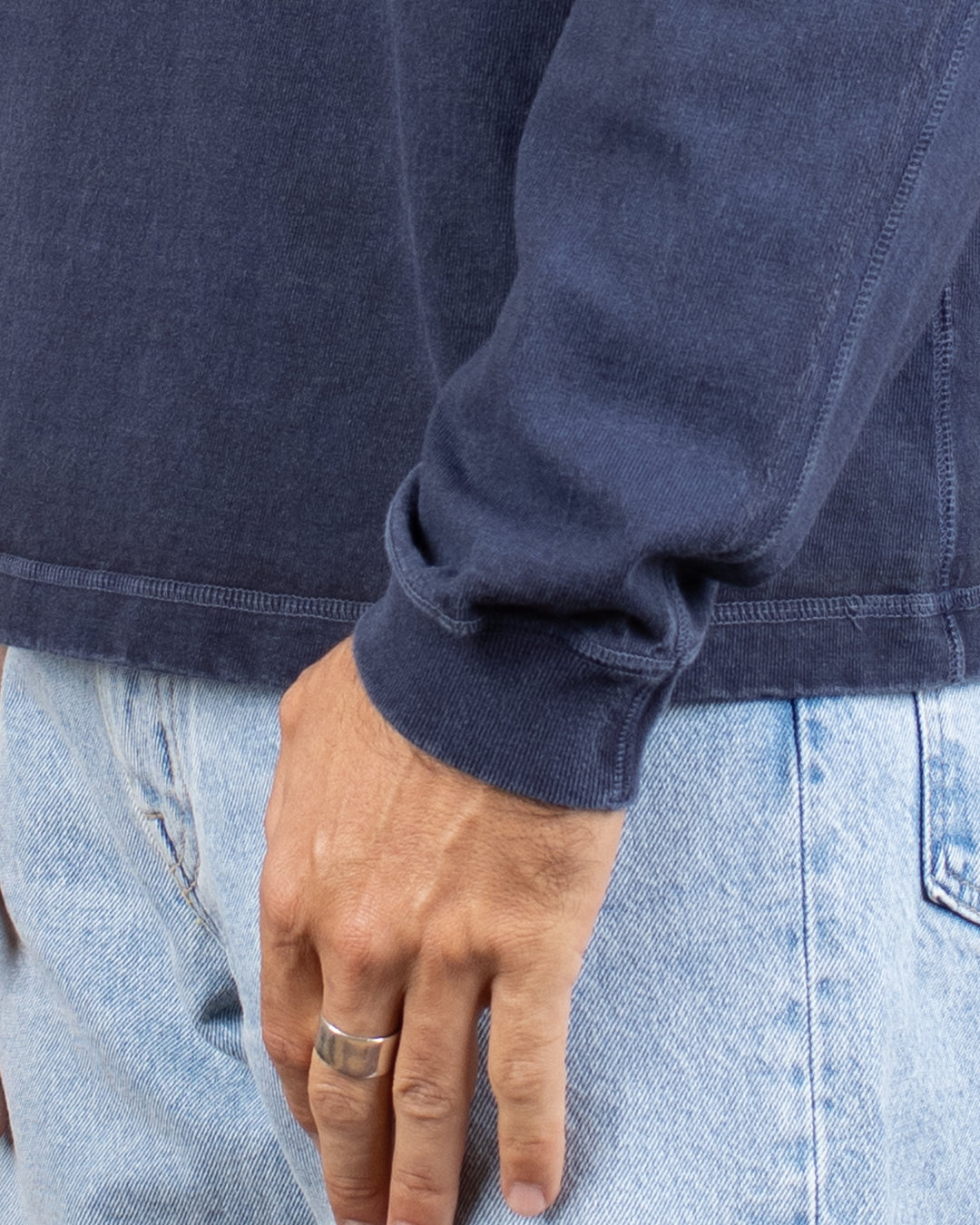 Long Sleeve Heavy Henley Tee P-Navy
