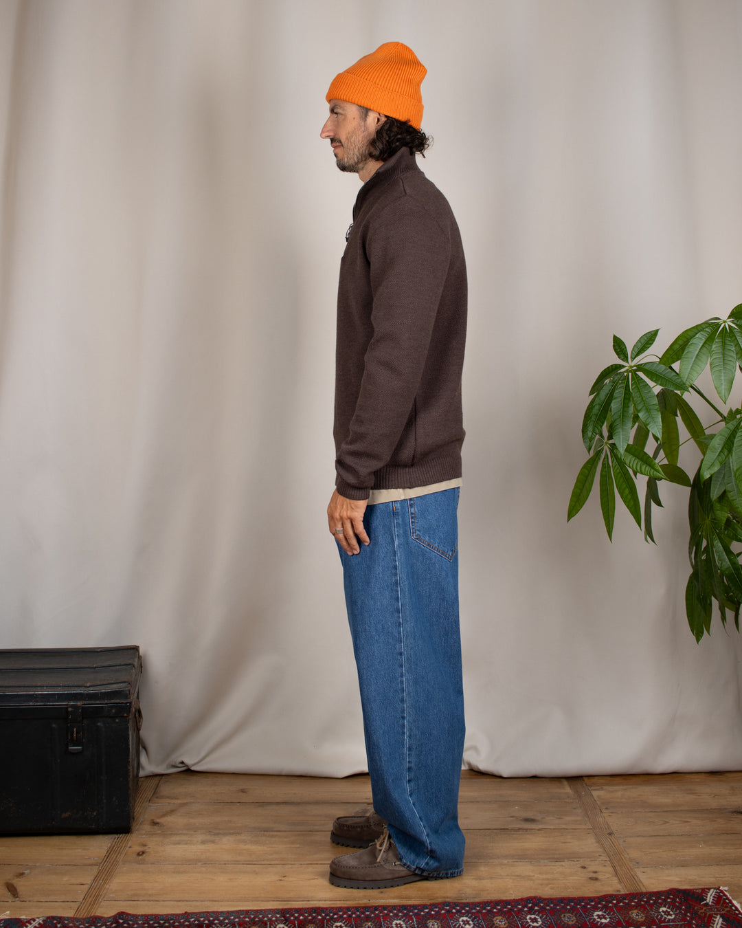 Pull Youri Col Camionneur Marron