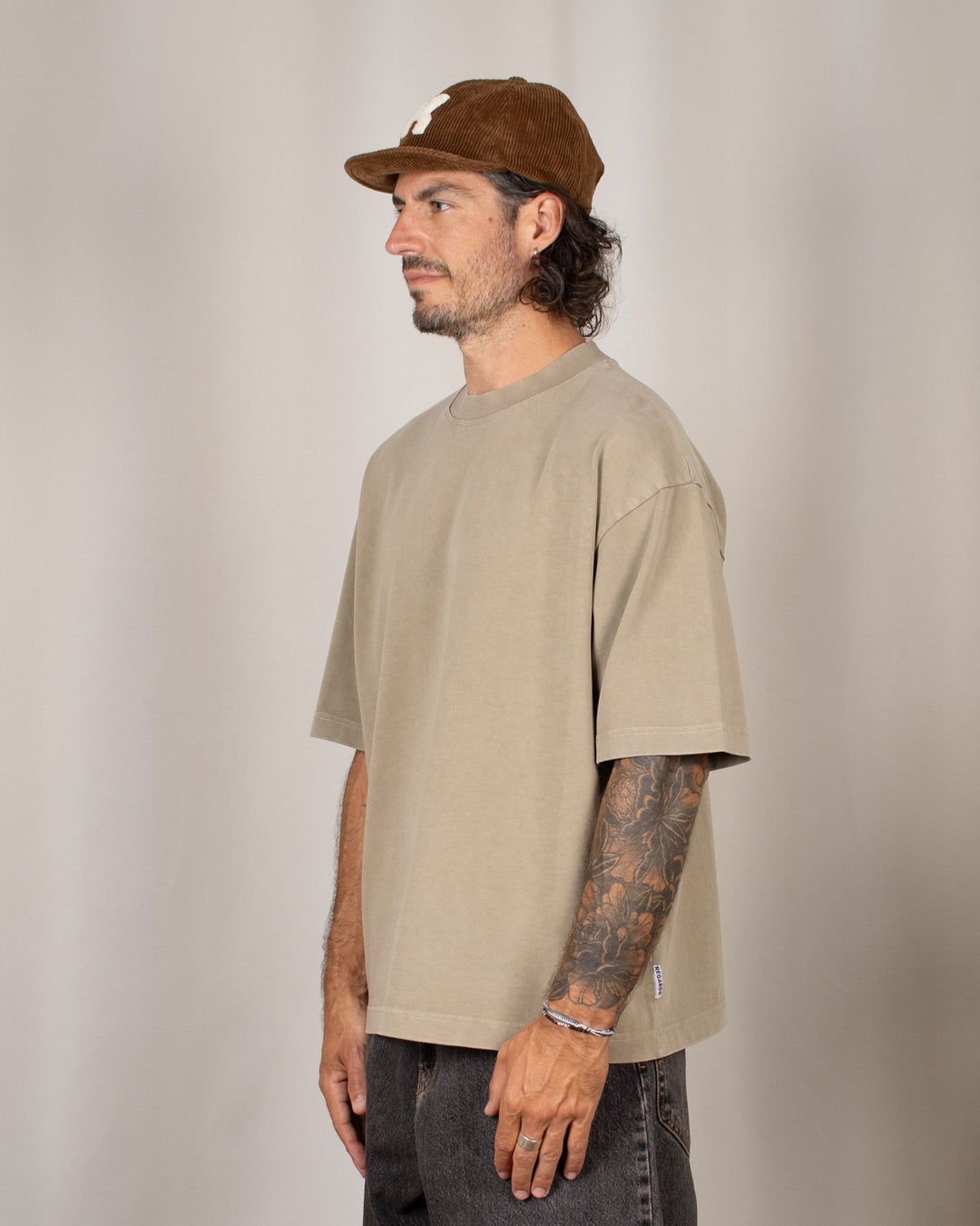 Heavy Oversize Tee Taupe Washed