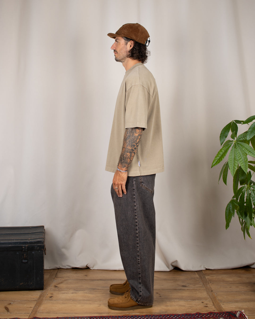 Heavy Oversize Tee Taupe Washed