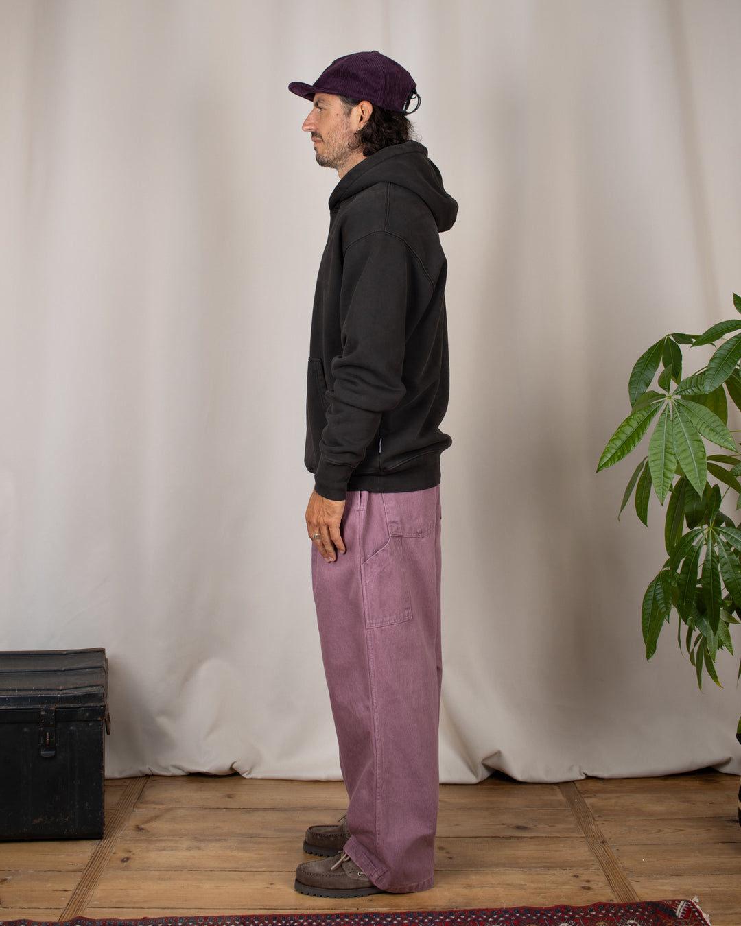 Relaxed Loopback Hoodie Blank Espresso Washed