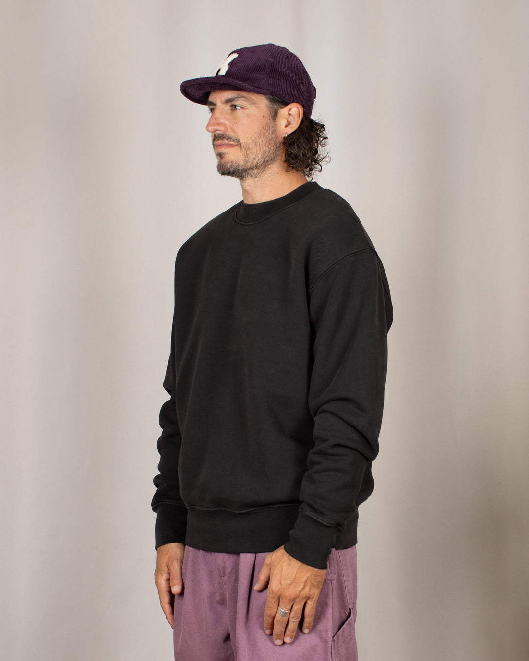 Relaxed Loopback Crewneck Espresso Washed
