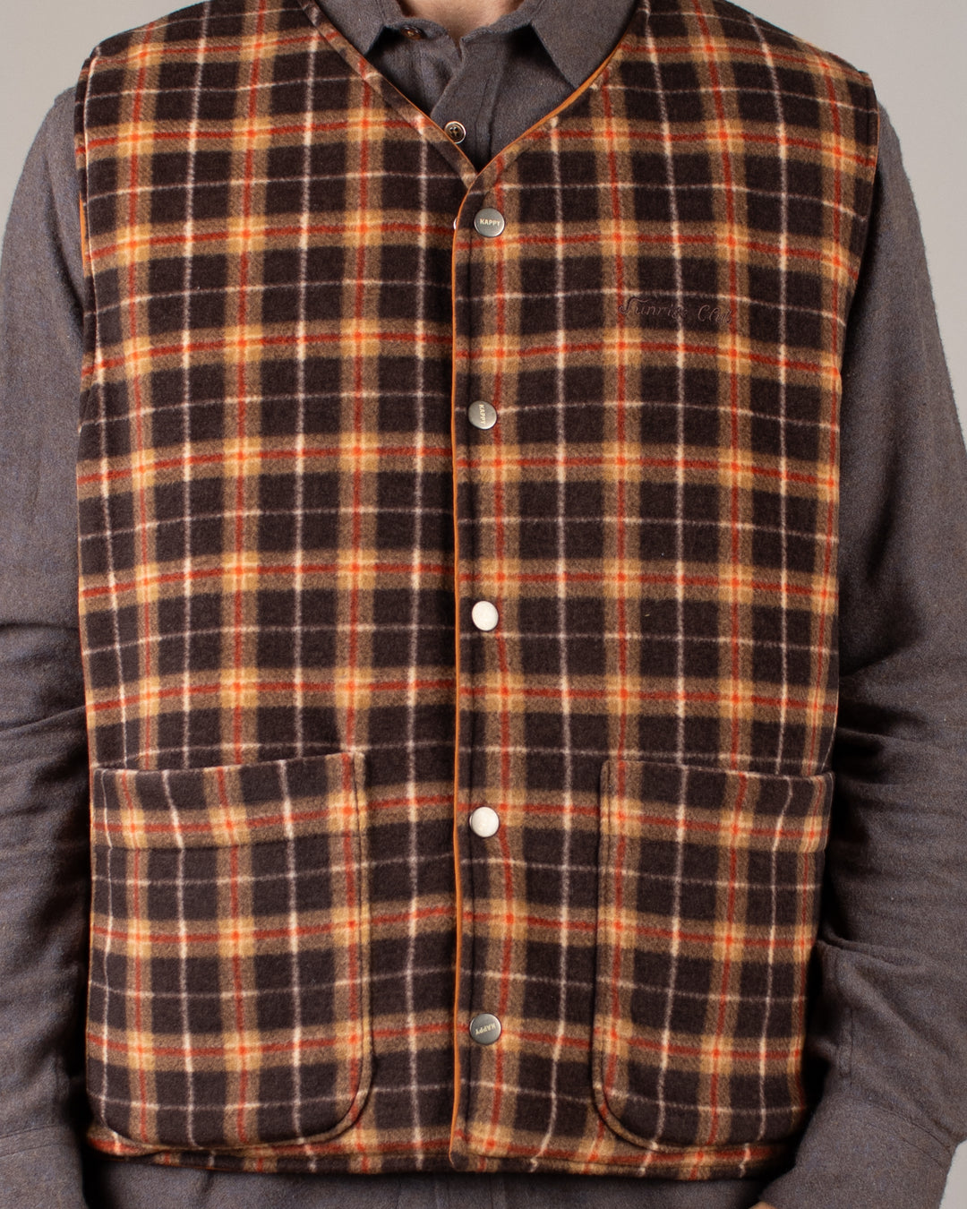 Reversible Nylon Check Vest Orange