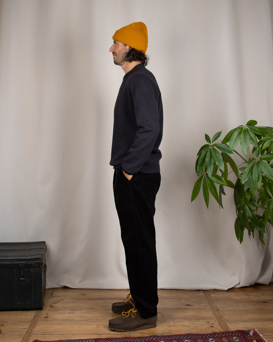Corduroy Loose Tapered Ridge Pant Black