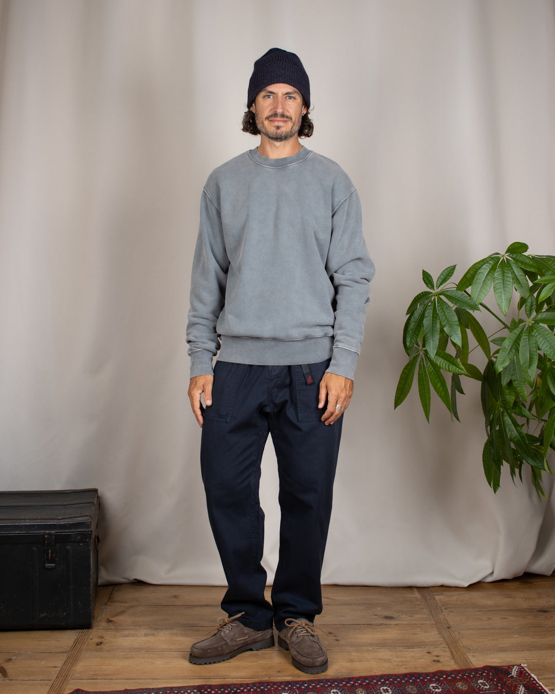 Relaxed Loopback Crewneck Grey Washed