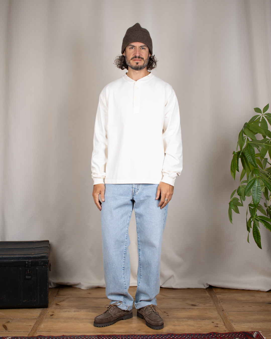 Long Sleeve Heavy Henley Tee P-Natural