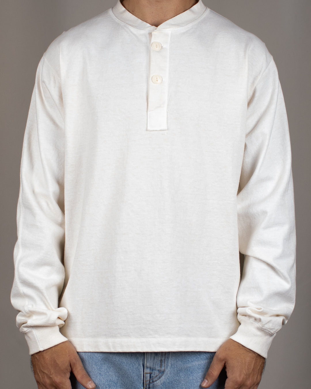 Long Sleeve Heavy Henley Tee P-Natural