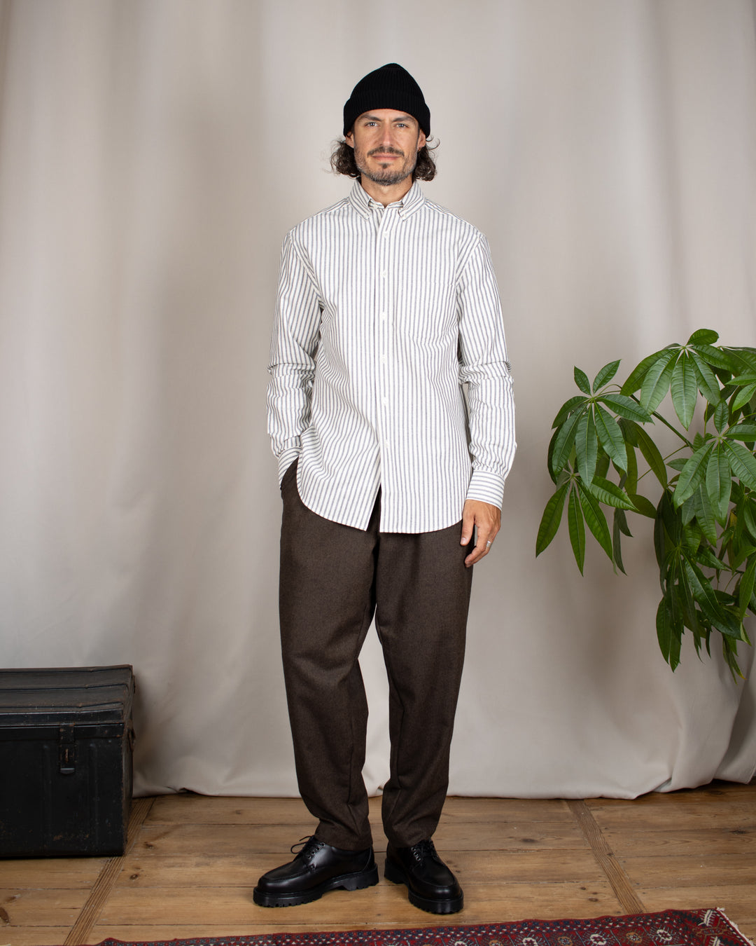 Pleated Track Pant Recycled IT Tweed Brown