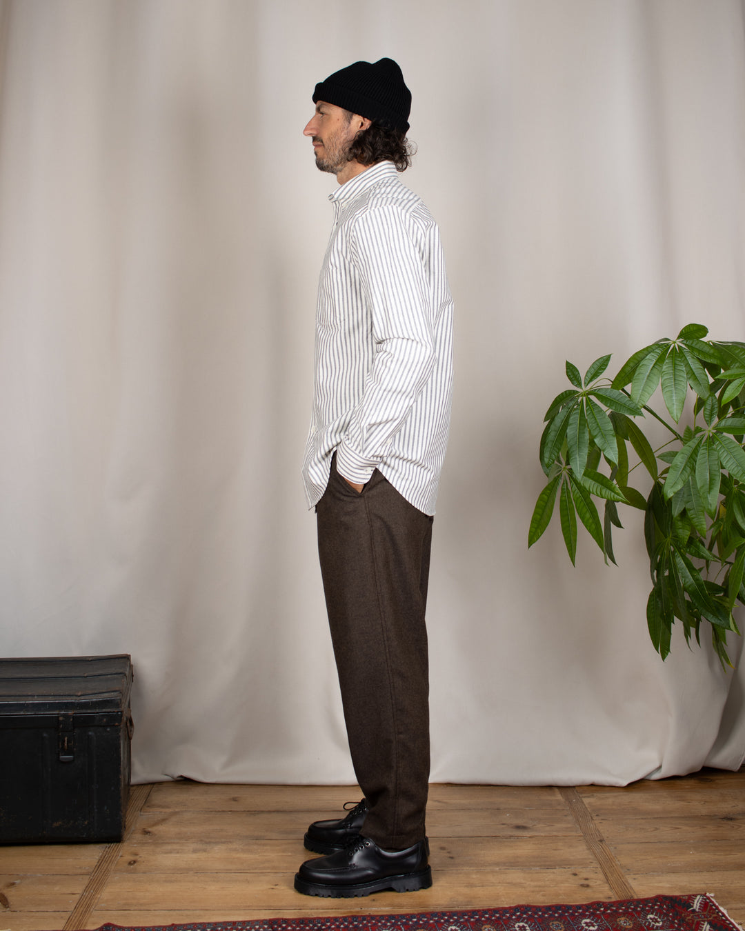 Pleated Track Pant Recycled IT Tweed Brown