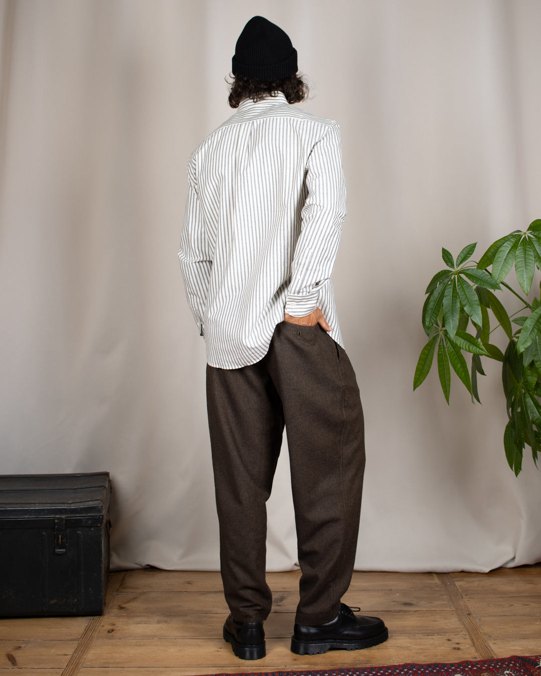 Pleated Track Pant Recycled IT Tweed Brown