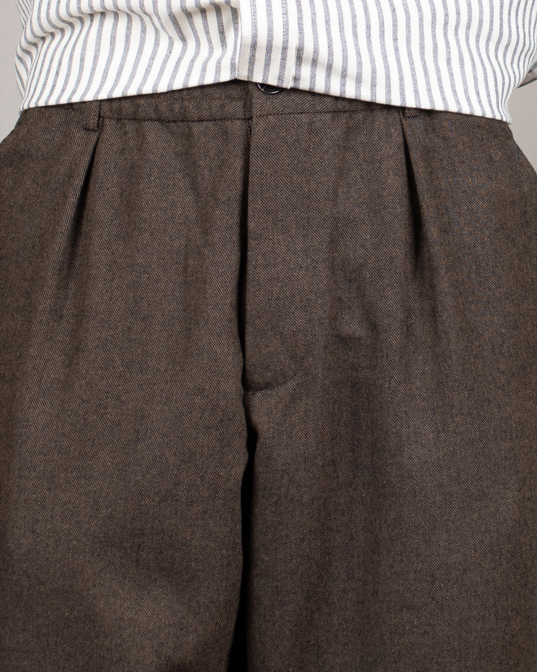 Pleated Track Pant Recycled IT Tweed Brown