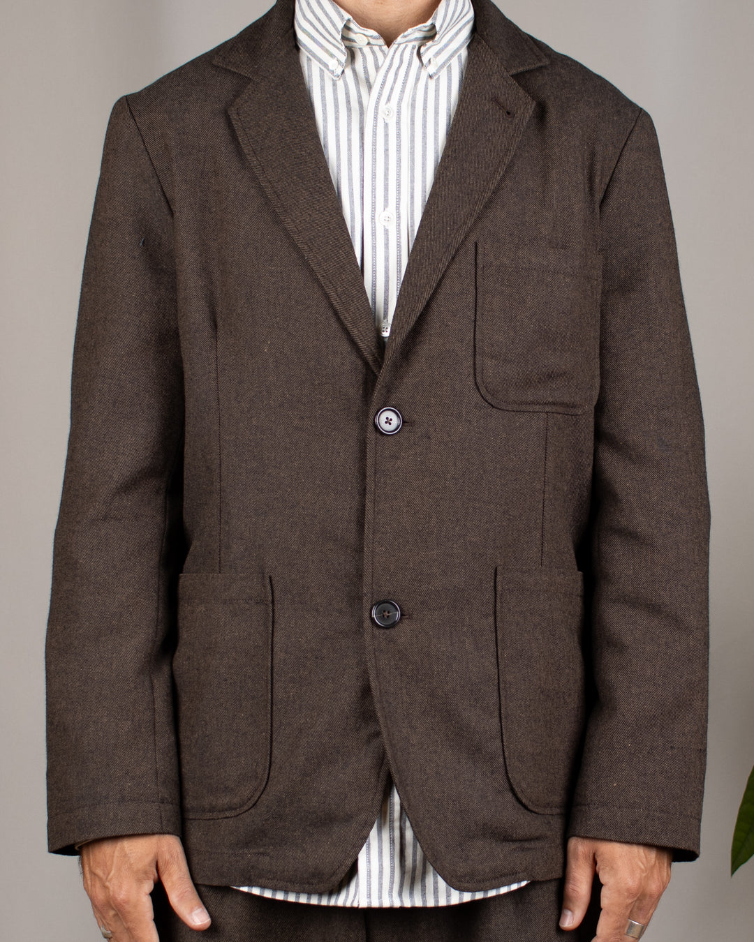 Two Button Jacket Recycled IT Tweed Brown