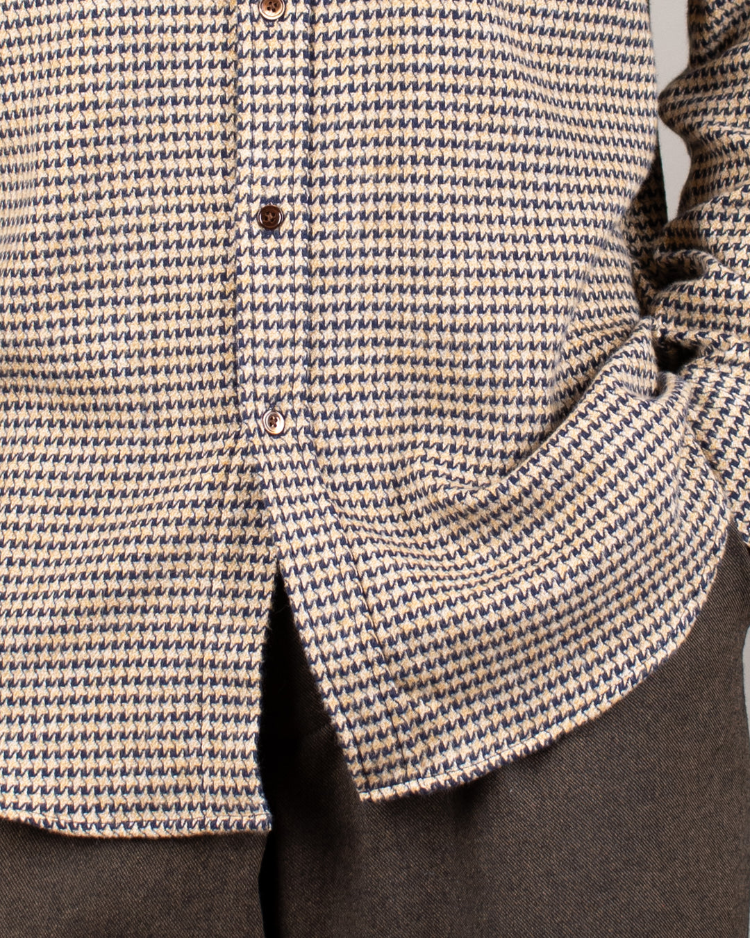 Abstract Pied Poule Flannel Shirt Navy