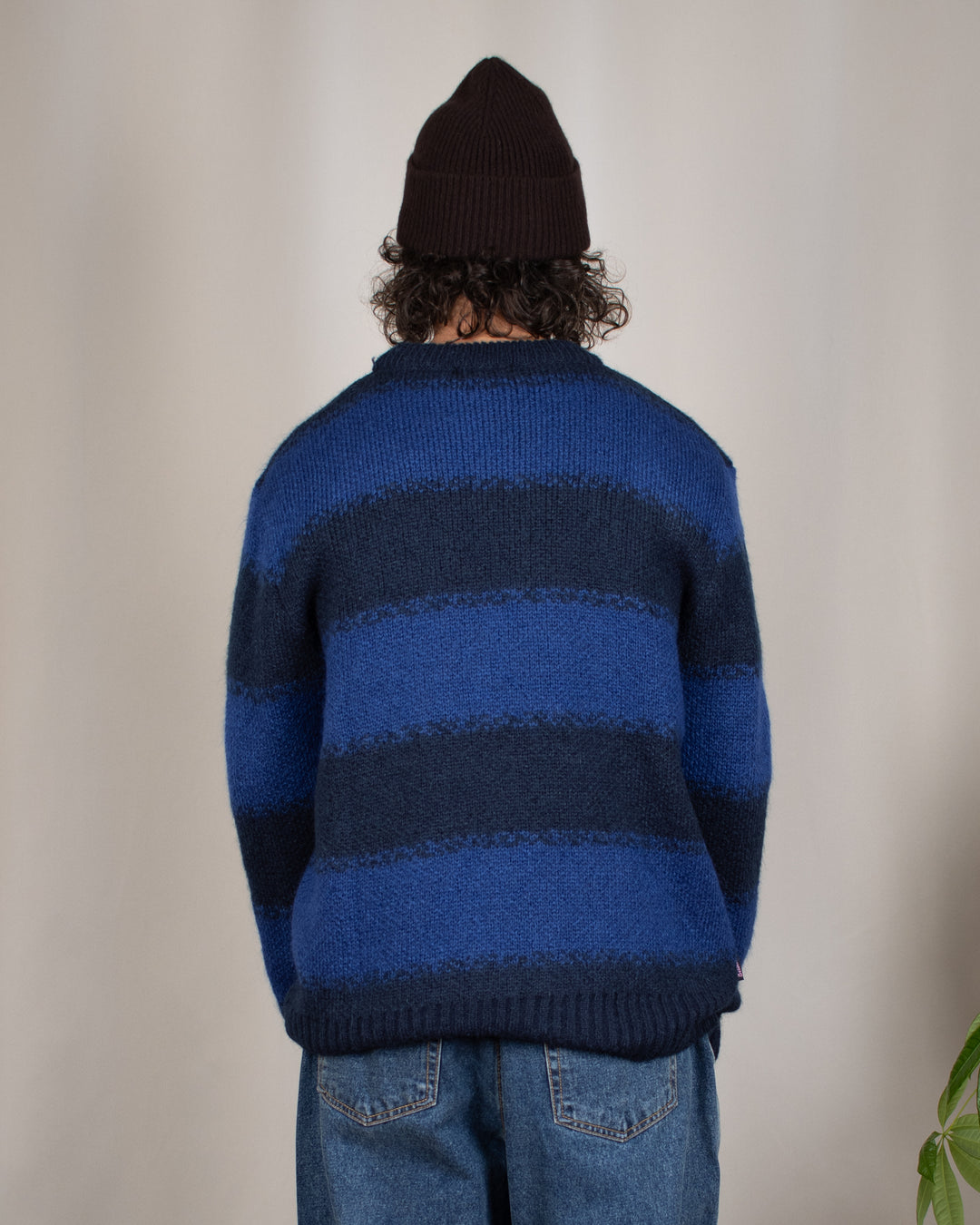 South Mohair Navy Stripes
