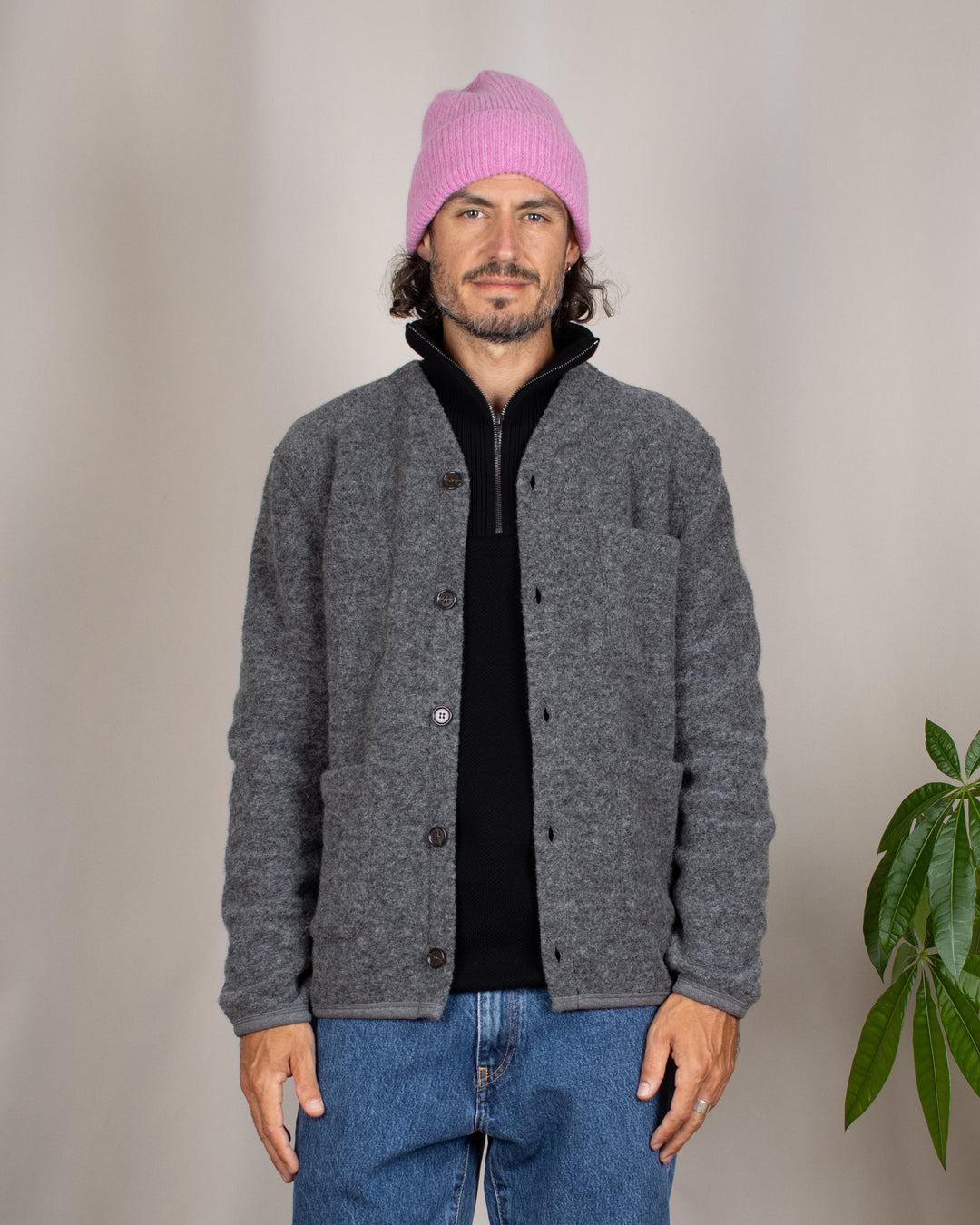 Cardigan Wool Fleece Grey Marl