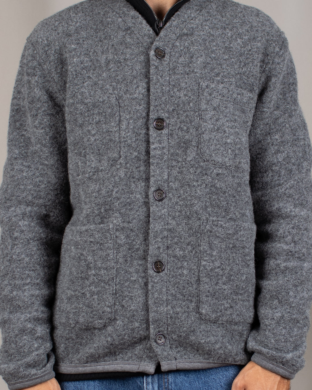 Cardigan Wool Fleece Grey Marl