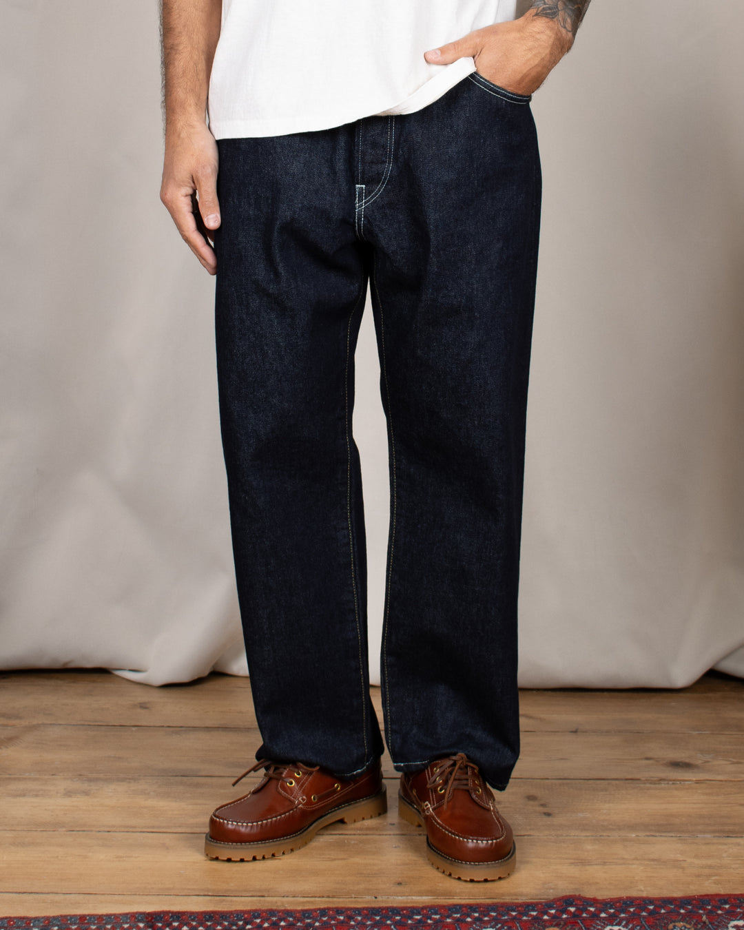 Denim03 Wide Tapered Jeans One Wash
