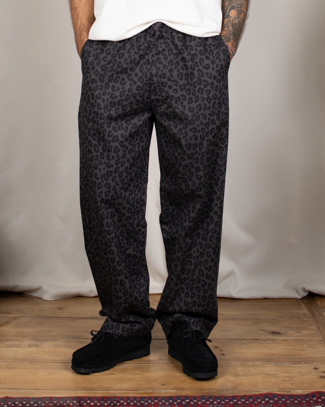 Patterned Easy Chef Pants Black Leopard