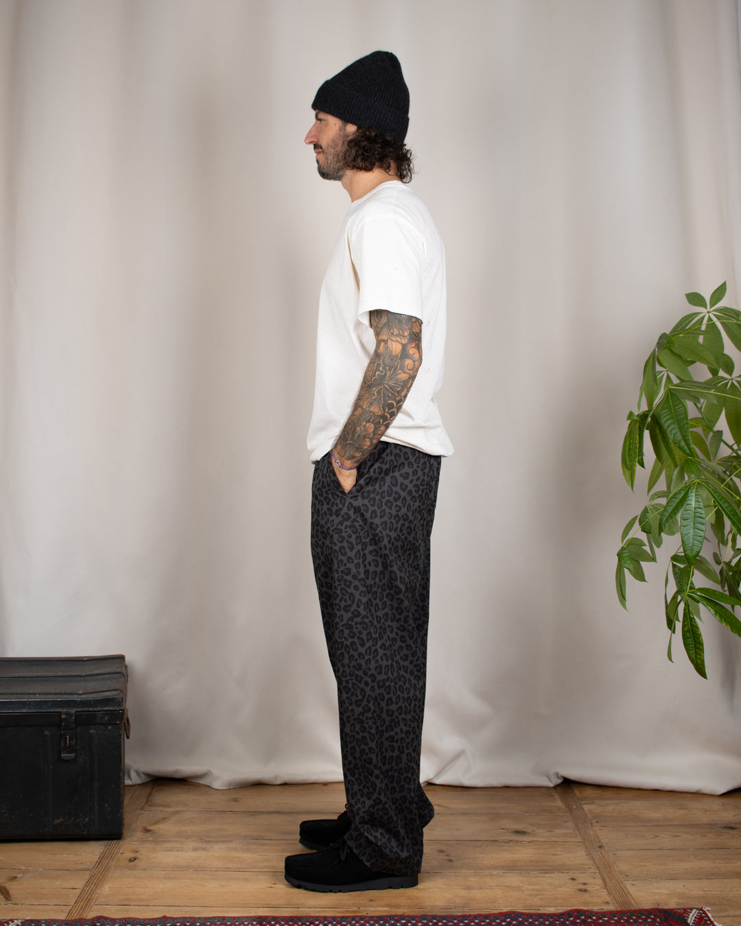 Patterned Easy Chef Pants Black Leopard