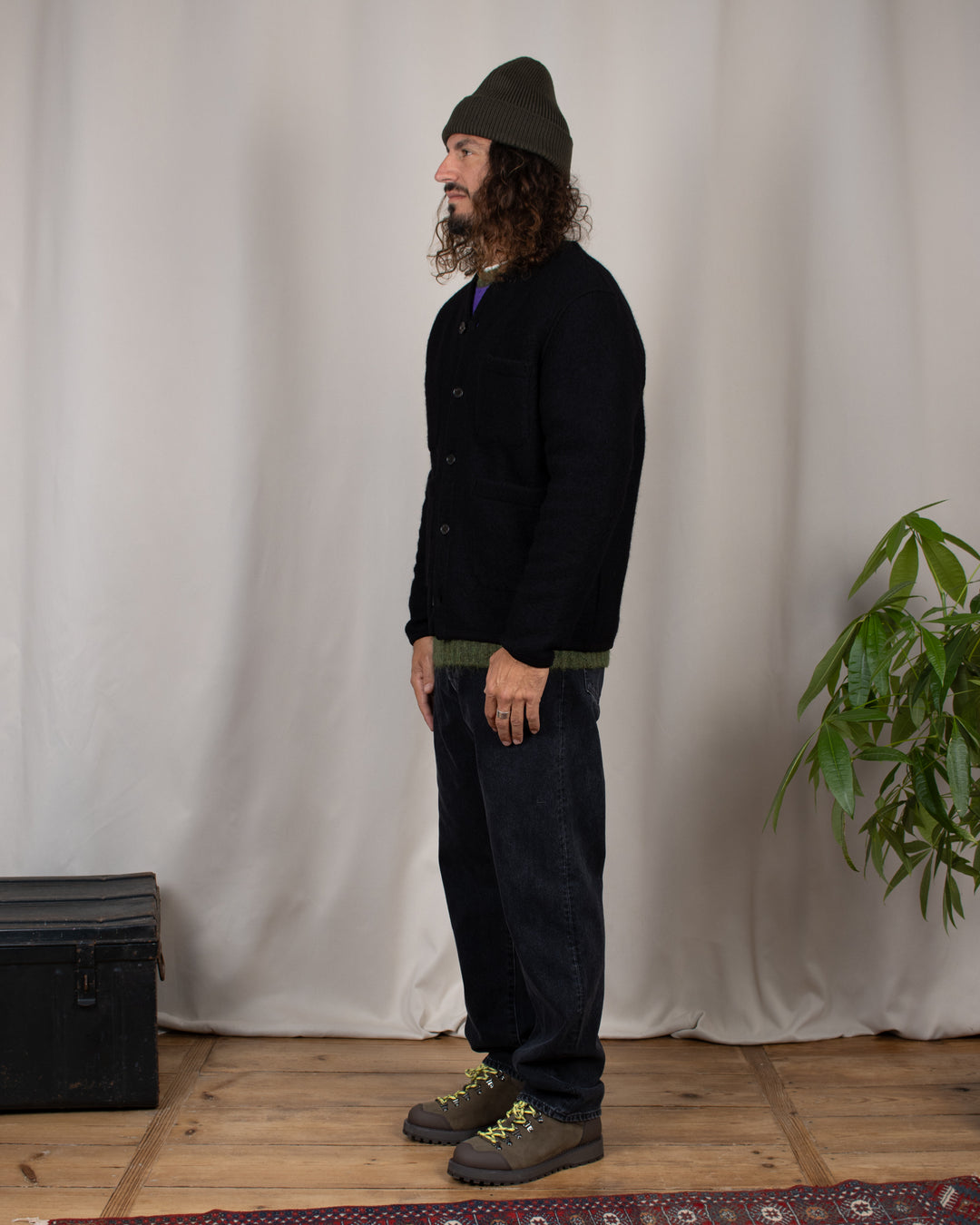 Cardigan Wool Fleece Black