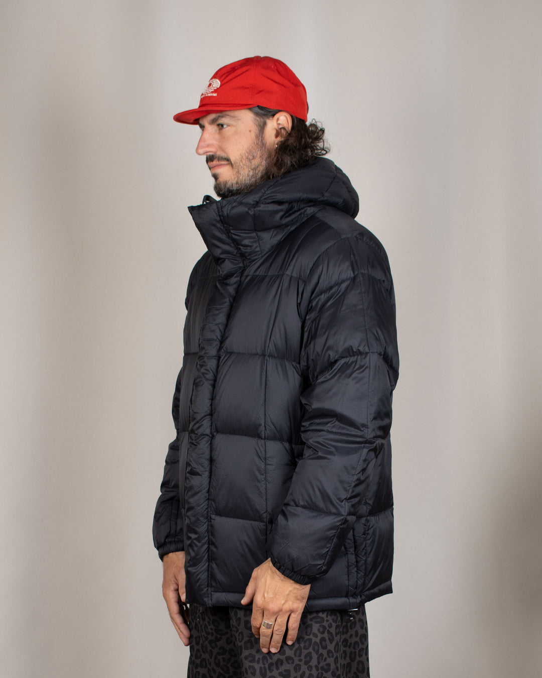 Mountain Hooded Fly-Front Volume Down Jacket Black