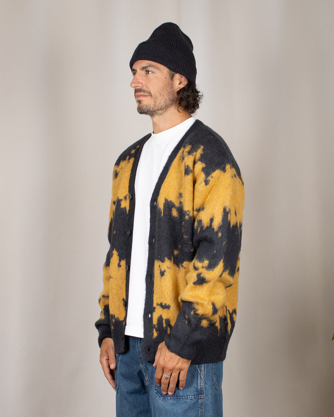Mohair Splatter Cardigan Safron Splatter