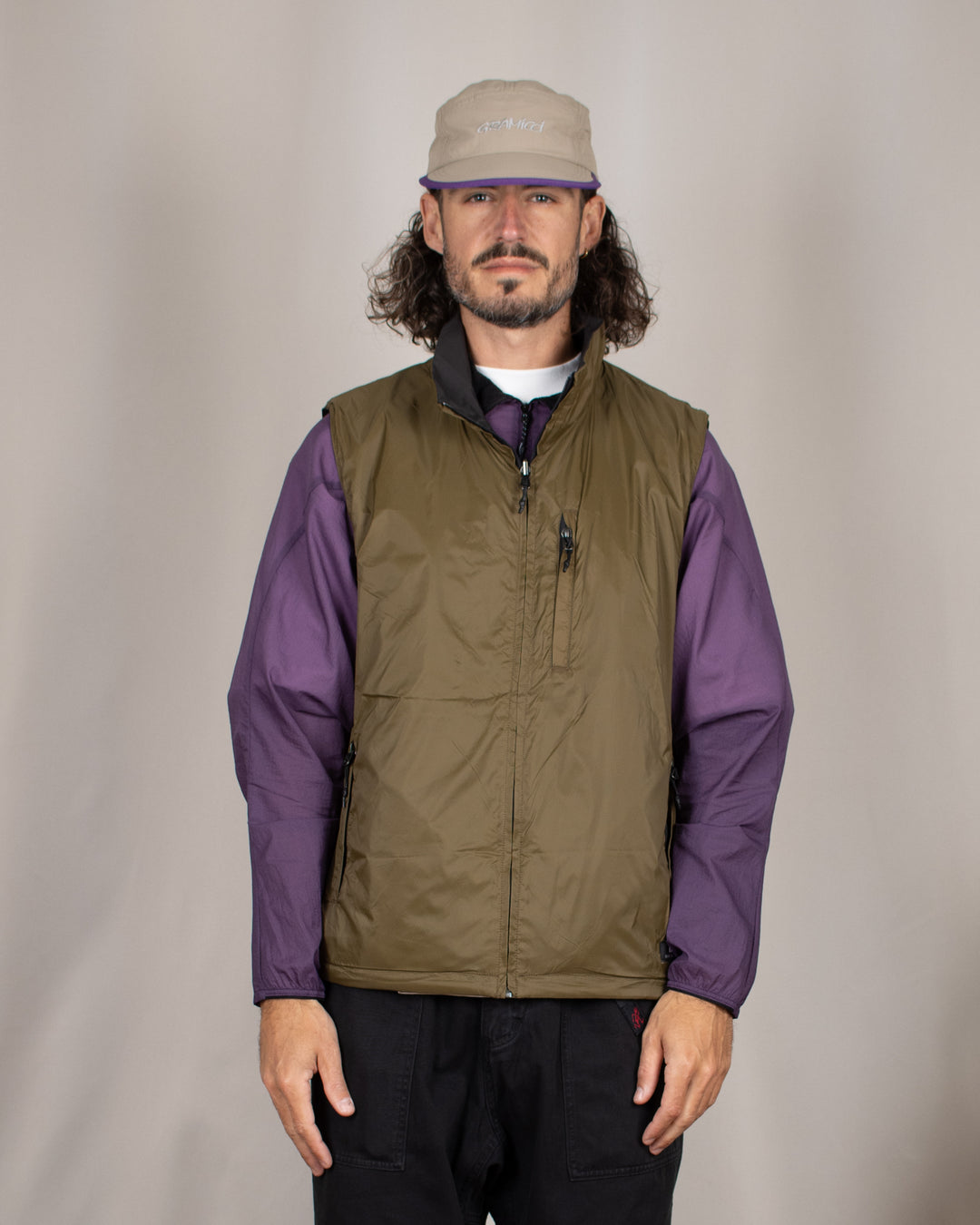 Down Mountain Reversible Mesh Vest Black/D.Olive