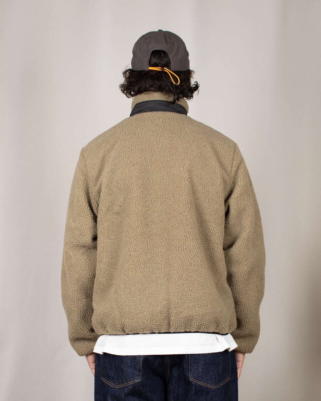 Mountain Boa Fleece High-Neck Jacket Beige