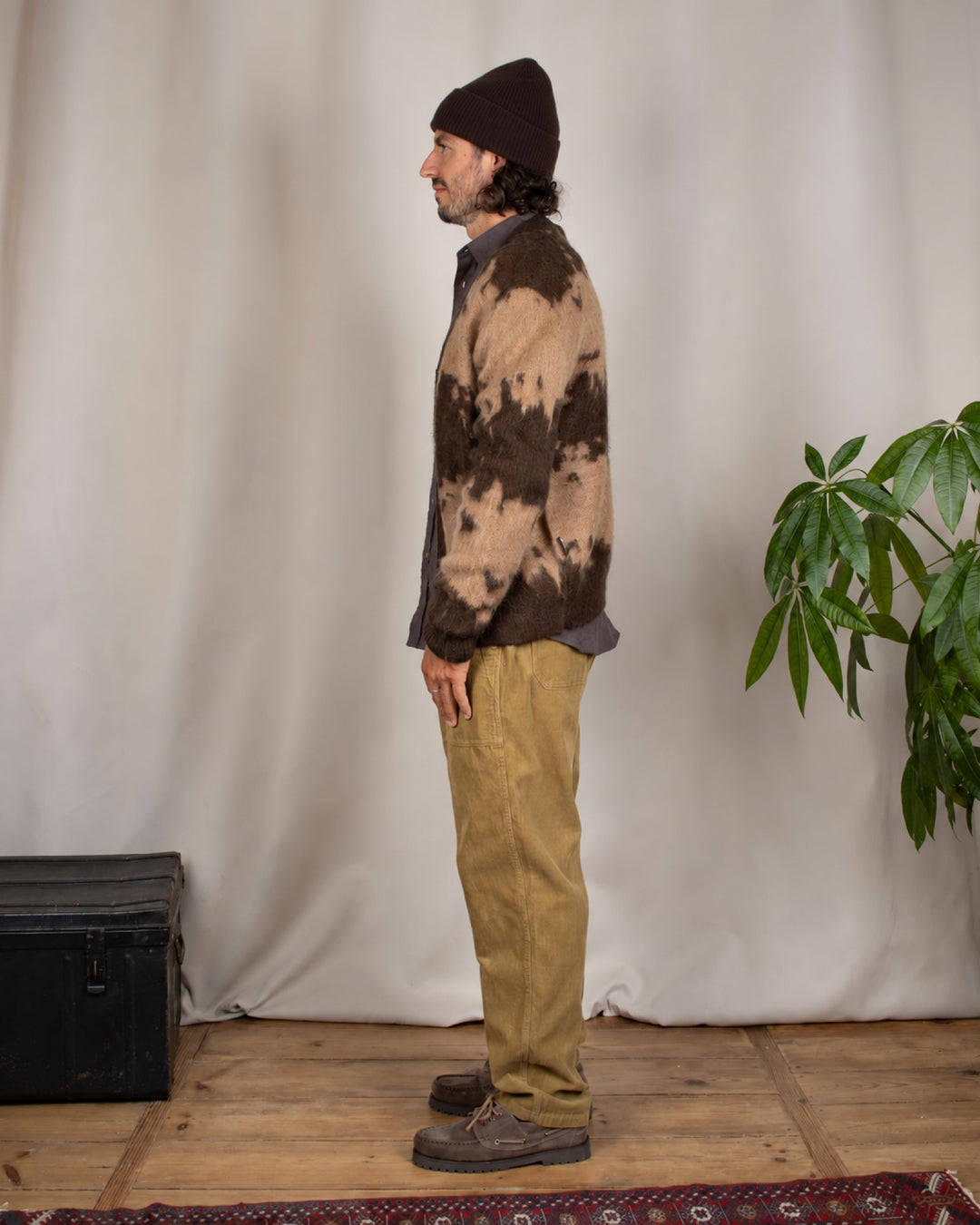 Mohair Splatter Cardigan Taupe Splatter