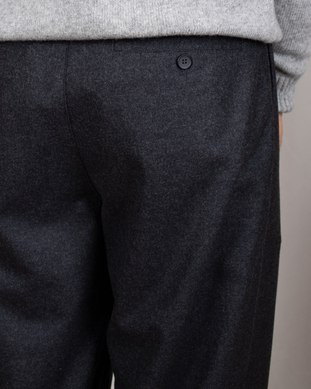 Double Pleats Flannel Pants Grey Mel