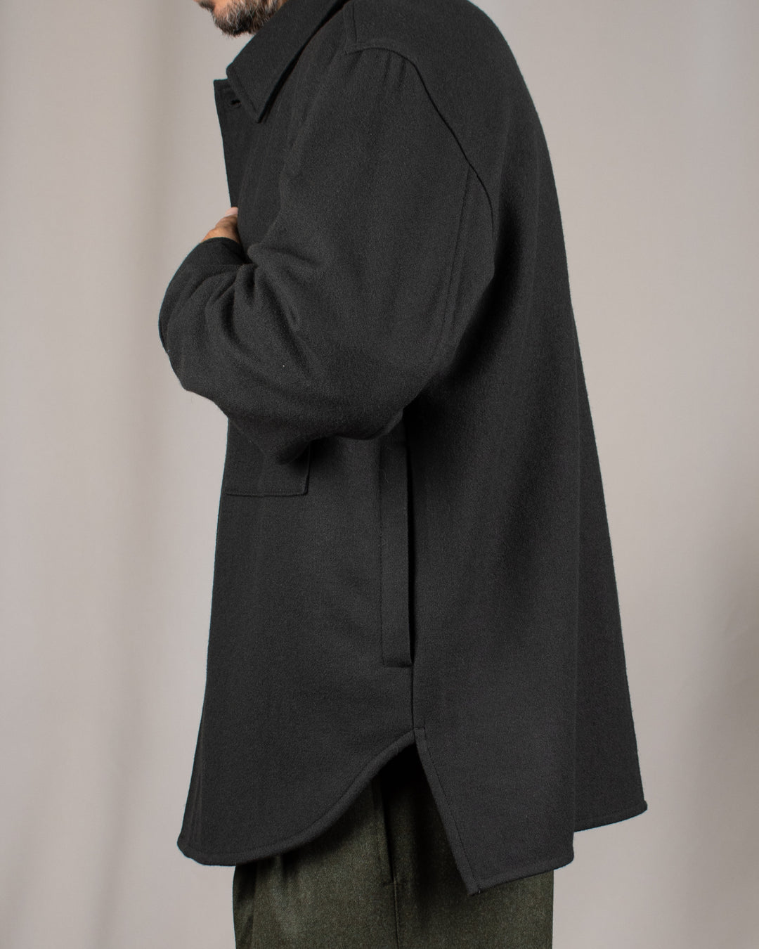 Woody Wool Overshirt Dark Green