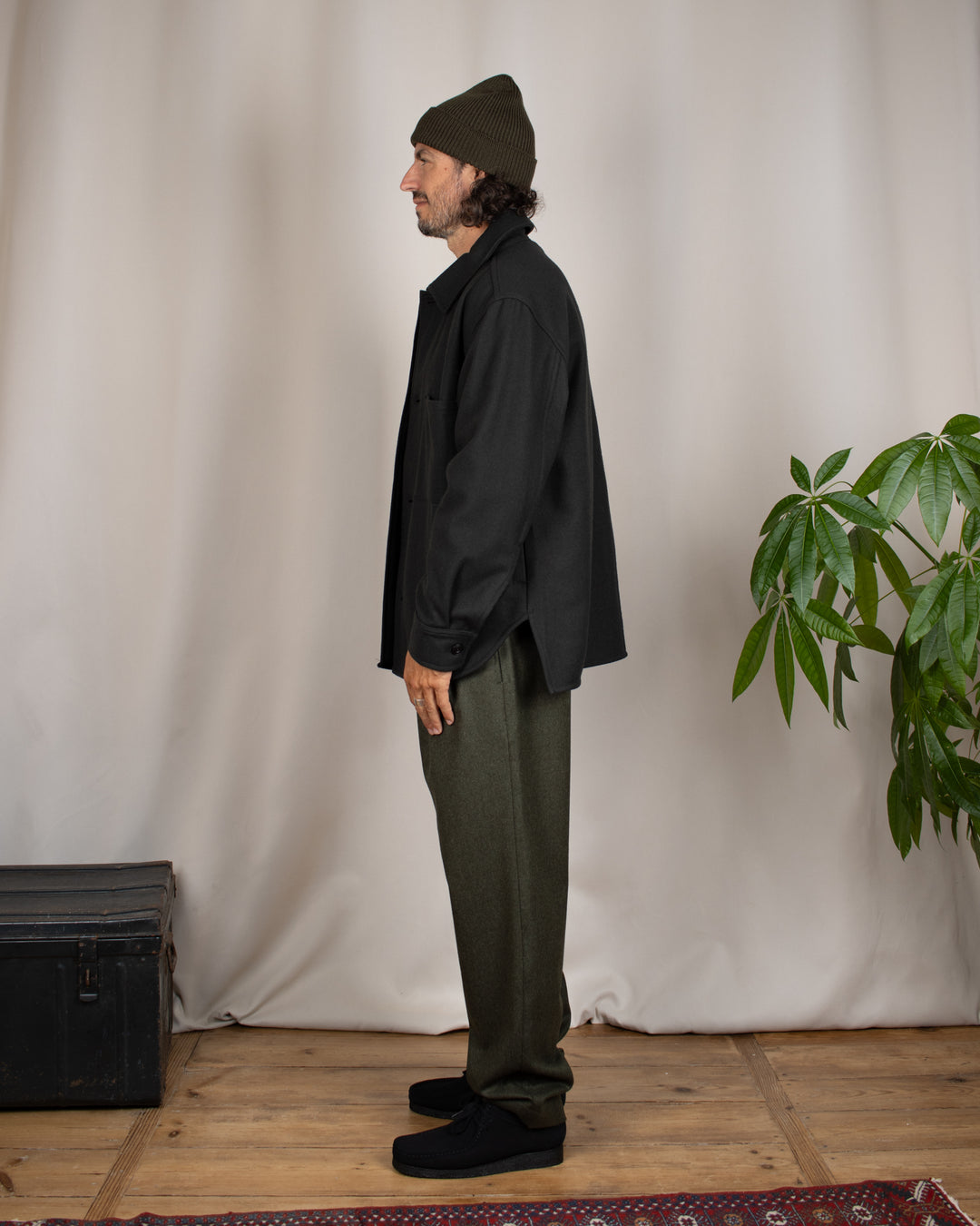 Woody Wool Overshirt Dark Green