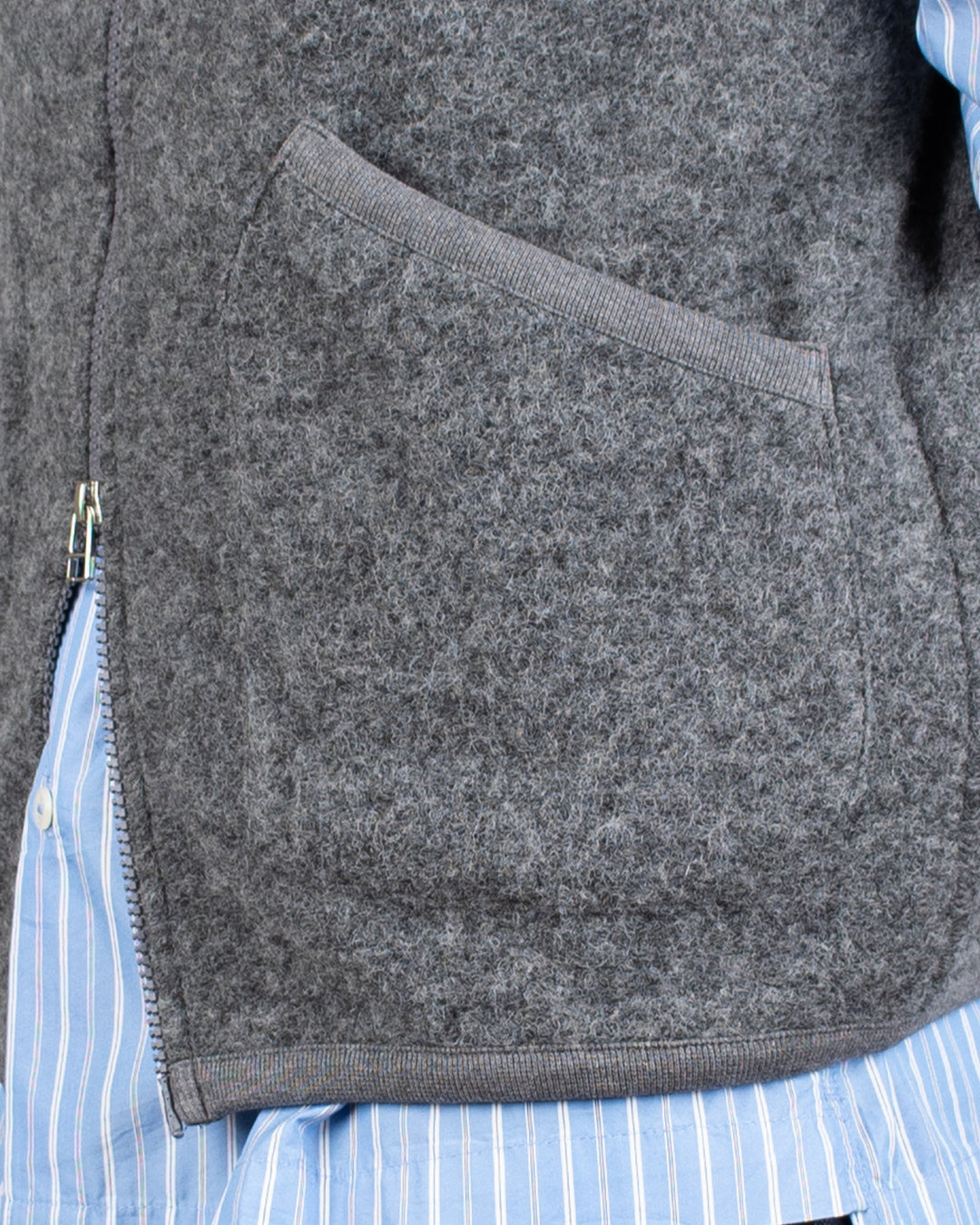 Zip Waistcoat Wool Fleece Grey Marl